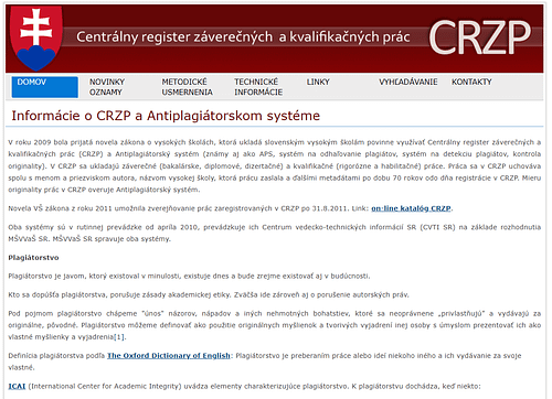 CRZP Centrálny register záverečných prác